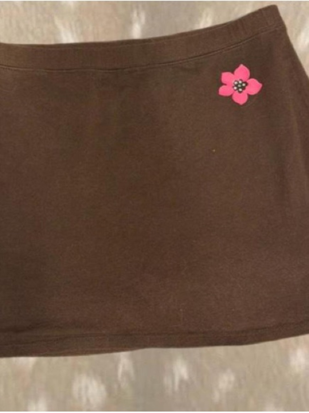 Circo Brown Mini Skirt with Pink Flower Appliqué